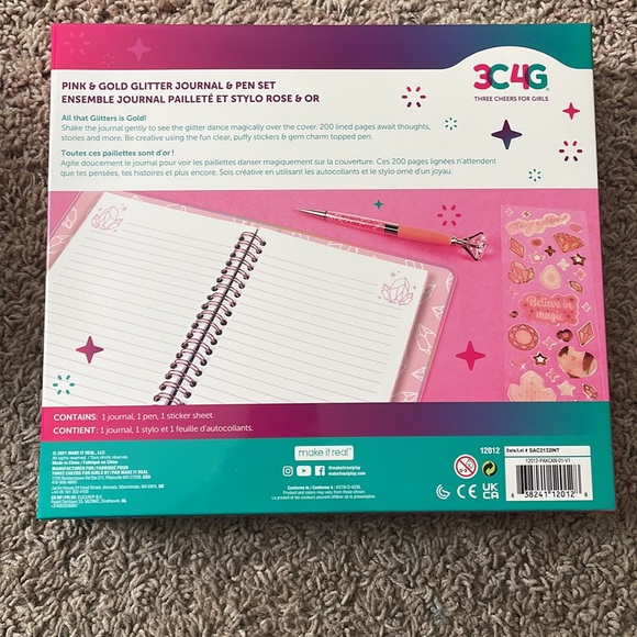 Pink & Gold Glitter Journal and Pen Set - Picture 2 of 7